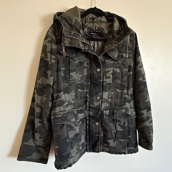 Lucky Brand Hooded Twill Anorak Jacket Lucky Brand Camo Utility Jacket Hooded L - Picture 2 of 8